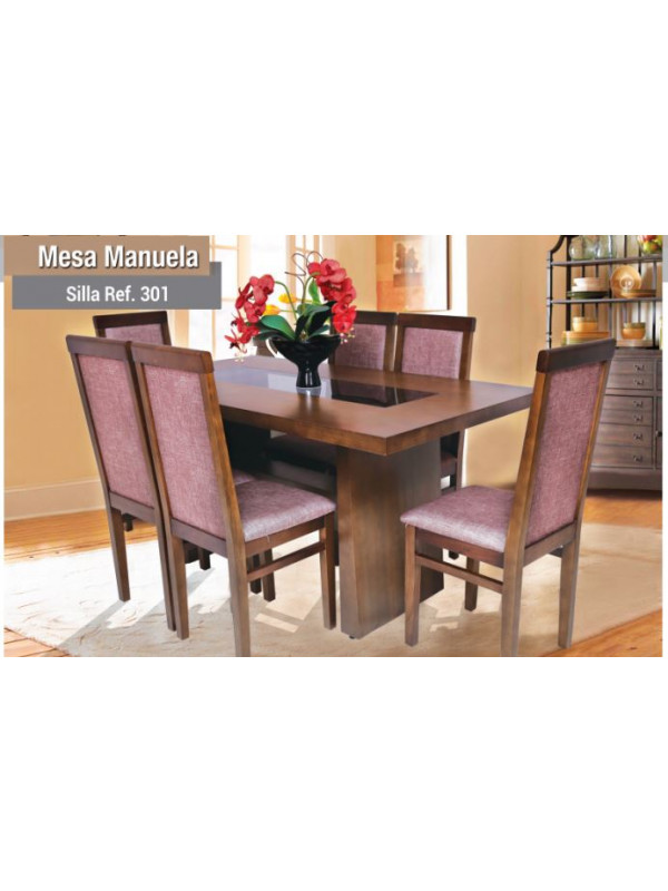 JUEGO DE MESA MANUELA CON 6 SILLAS TBC (REF.301)