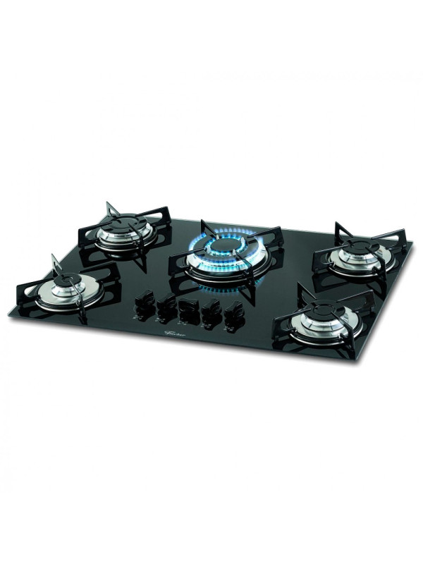 Cocina Anafe Fischer 5 Hornallas Vidrio Negro