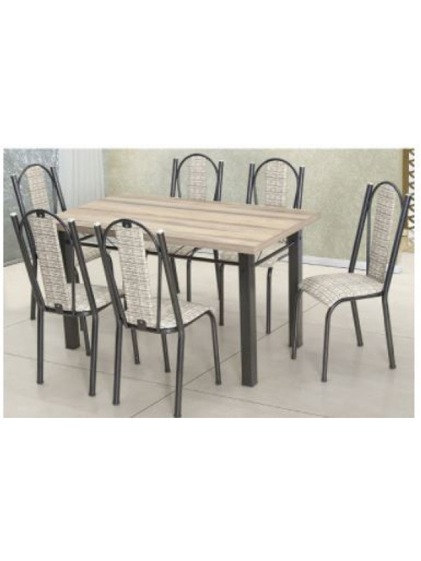 MESA DE MDP BELLISIMA  CON 6 SILLAS 1.40 RATTAN (BM6ATR-N)