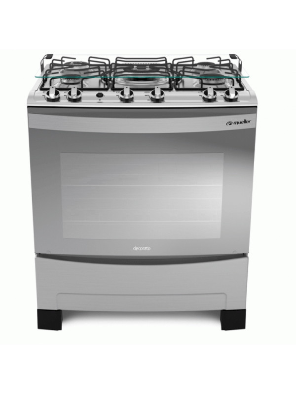 COCINA MUELLER DECORATO VETRO 5H. INOX C/ GRILL Y TIME