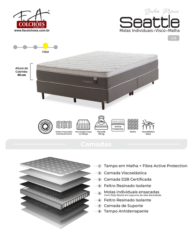 Sommier F.A Seattle Visco D28 130KG.158X198X30