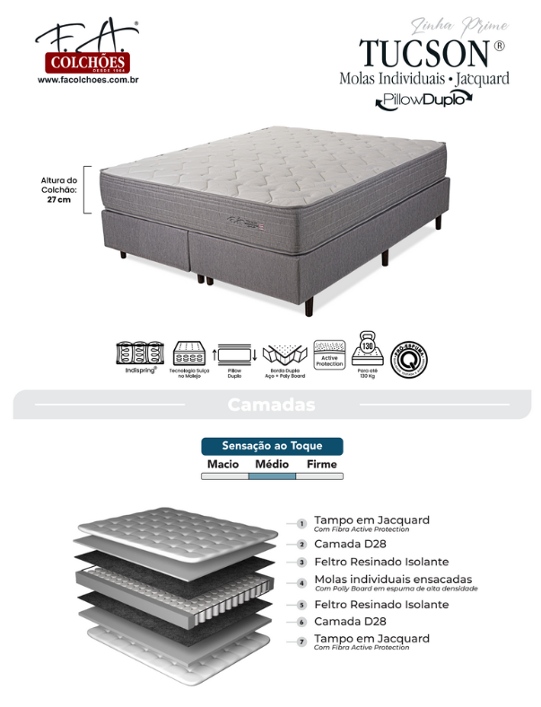 Colchon F.A Tucson D28 130KG. 138 X188X27
