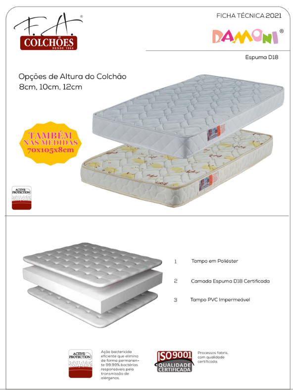 Colchon F.A Cuna Damoni D18 060X130X10CM.