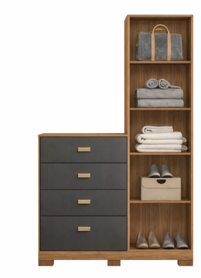 Comoda Estilo 1.4 C/Espejo-Pies Jatoba/Grafite