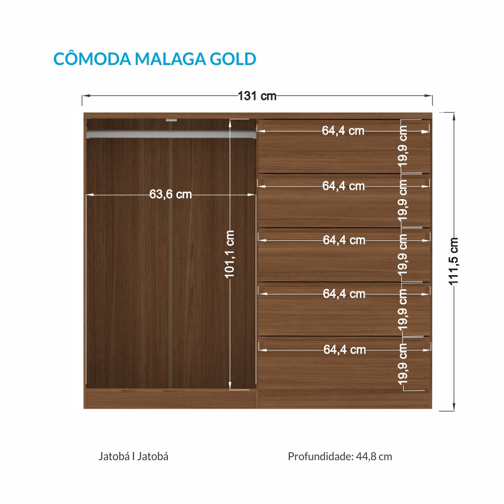Cômoda Málaga Gold 2.5 Puerta Jatoba/Jatoba