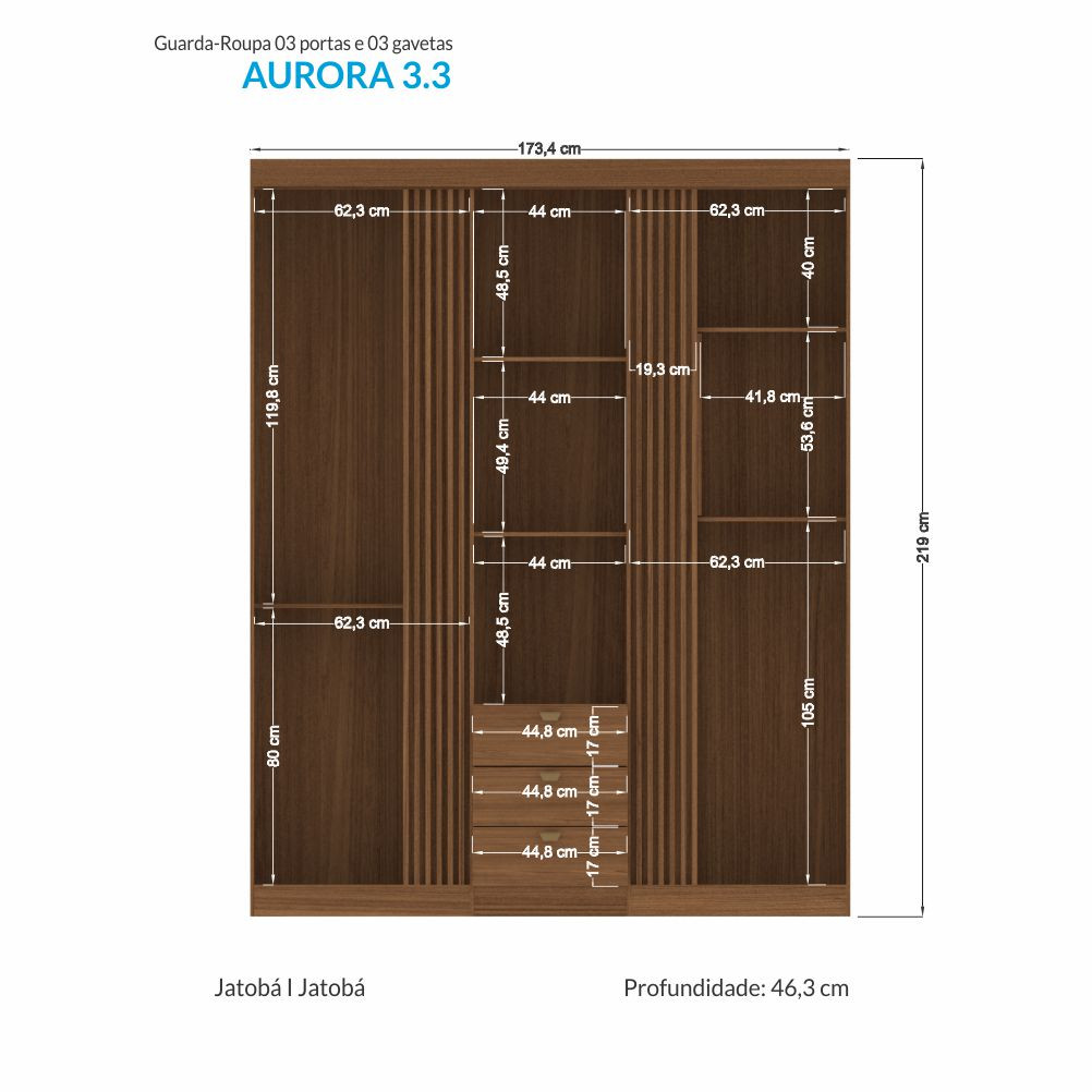 Ropero Aurora 3.3 Puertas Jatoba/Arena