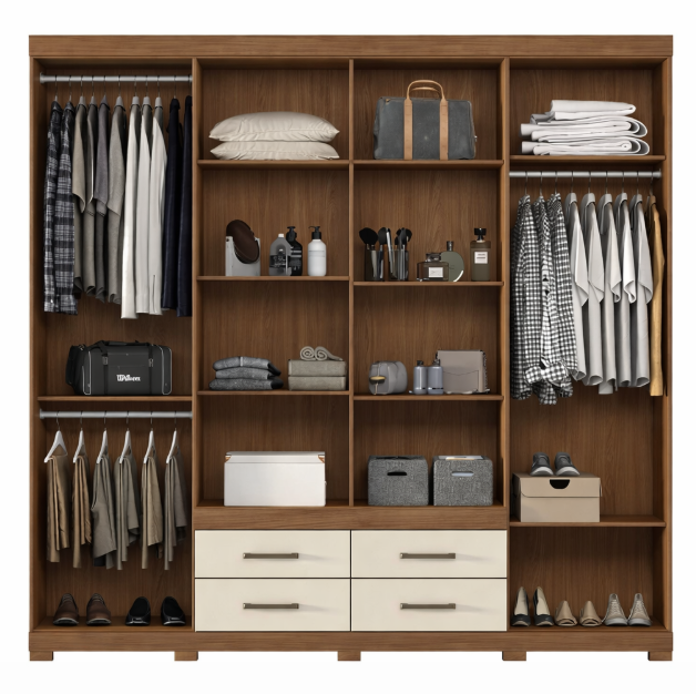 Ropero Napoles 8.4 C/Espejo-Pies Jatoba/Arena