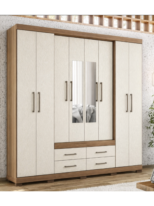 Ropero Napoles 8.4 C/Espejo-Pies Jatoba/Arena