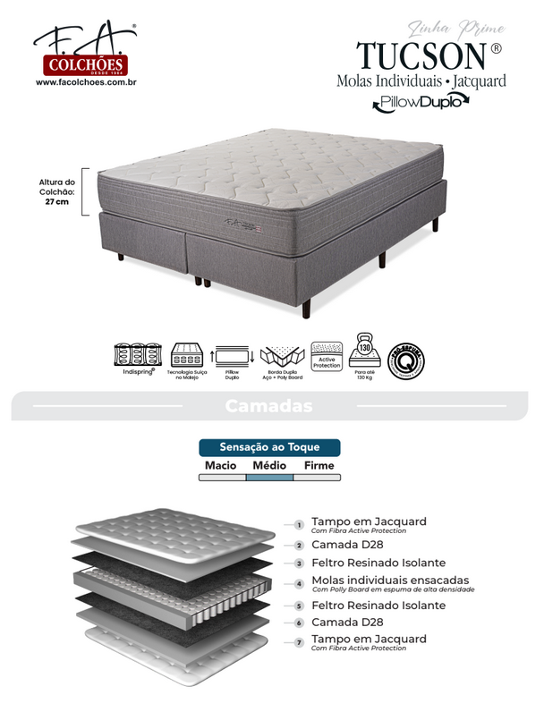 Colchon F.A Tucson B3 D28 130KG. 138X188X27