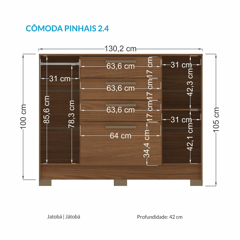 Cômoda Pinhais 2.4 Jatoba/Jatoba