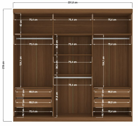 Ropero Buriti 6P Jatoba/Arena