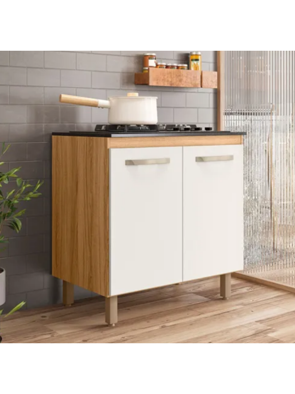 Balcón p/ Cooktop 80cm 2P Freijo/Off White
