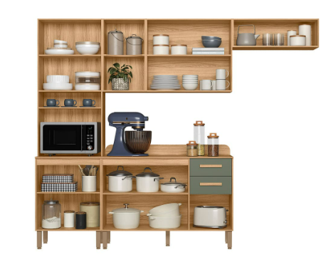 Kit Cocina Maria Flor 2,60m Freijo/Verde