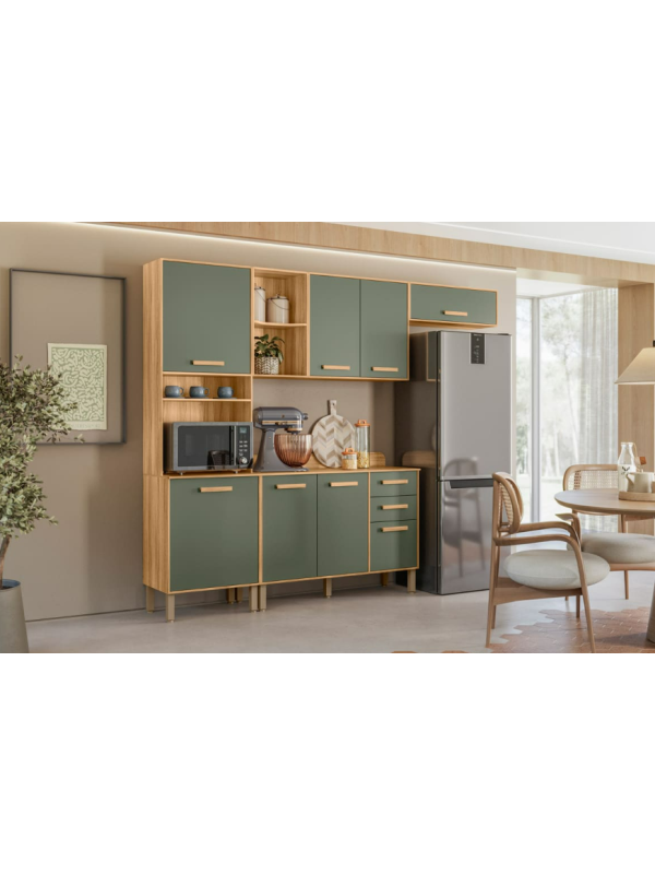 Kit Cocina Maria Flor 2,60m Freijo/Verde