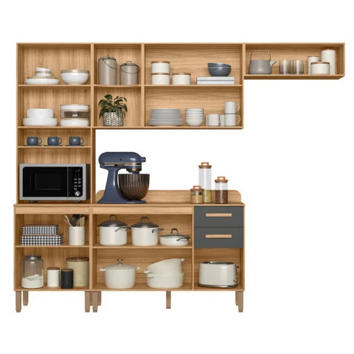 Kit Cocina Maria Flor 2,60m Freijo/Chumbo