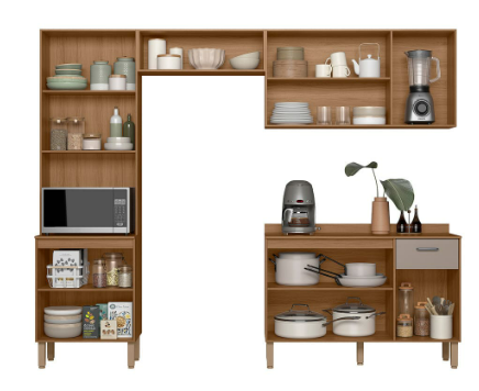 Kit Cocina Paolla 2,61m Ipe/Fendi