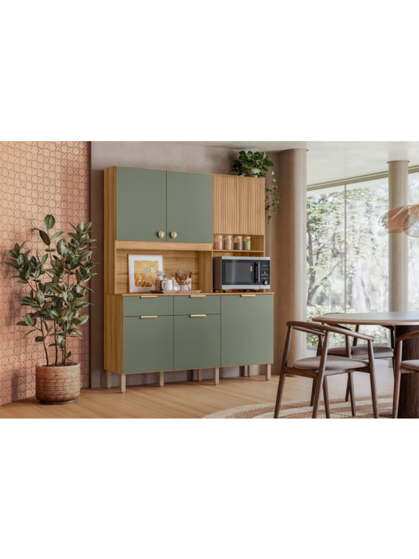Kit Cocina Tropical 1,60m Freijo/Verde