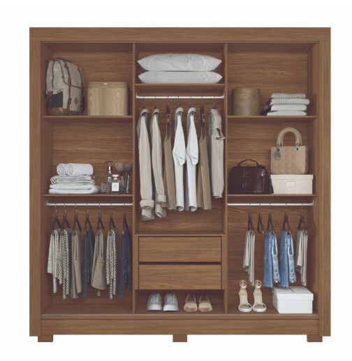 Ropero Maringa 3 Puertas de Correr C/Espejo Jatoba/Arena