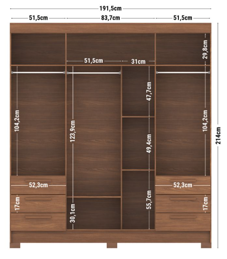 Ropero Irati 4.6 C/Espejo Jatoba/Arena