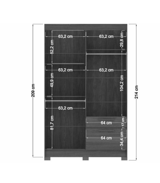 Ropero Londrina 4.2 C/Espejo Jatoba/Grafito