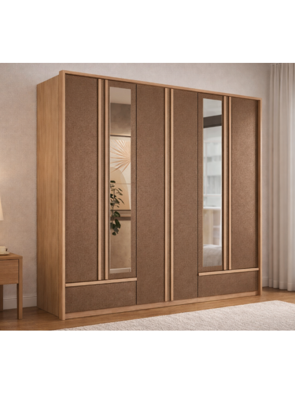 Ropero Torino 6 Puertas C/Espejo-Pies Wood/Terracota