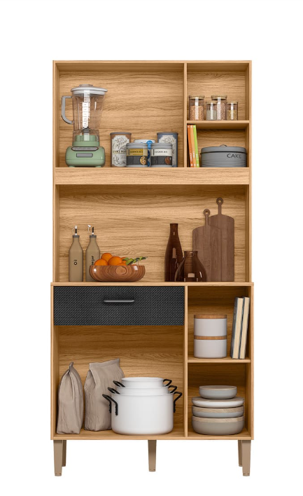 Kit Cocina Erva Doce 90cm Nicioli Freijo/Off White Cristal