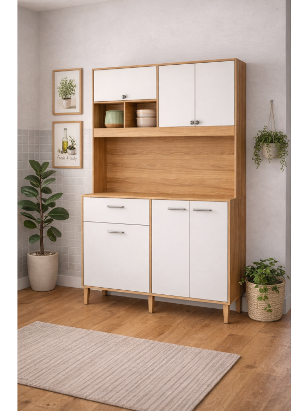 Kit Cocina Erva Doce 1.20m Nicioli Freijo/Off White Cristal