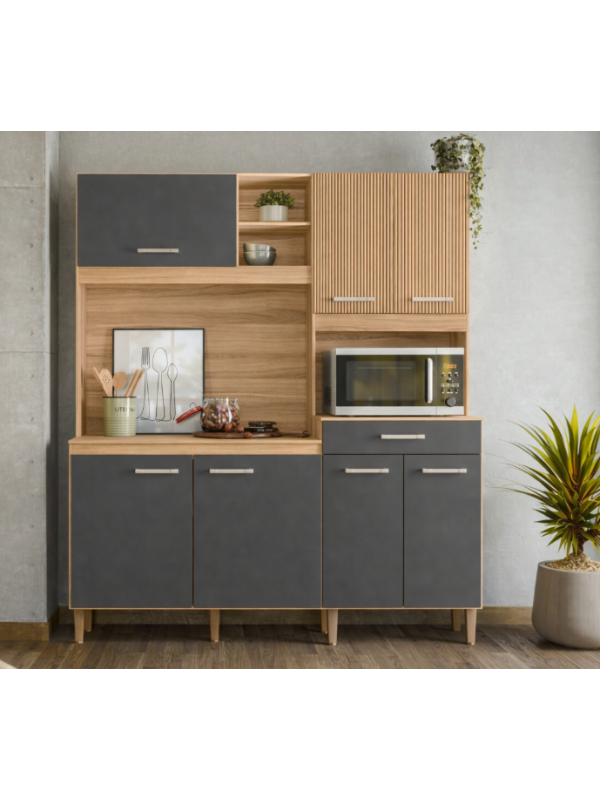 Kit Cocina Yara 1.60m Nicioli Freijo/Chumbo