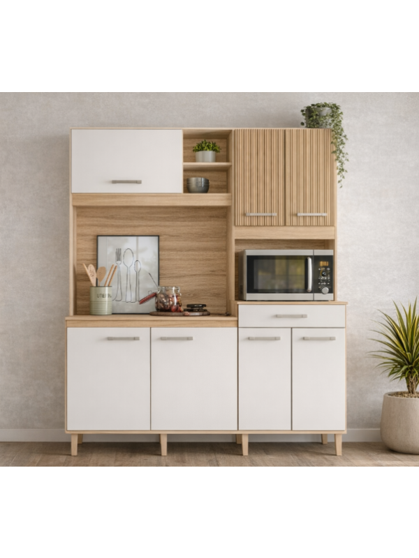Kit Cocina Yara 1.60m Nicioli Freijo/Off White